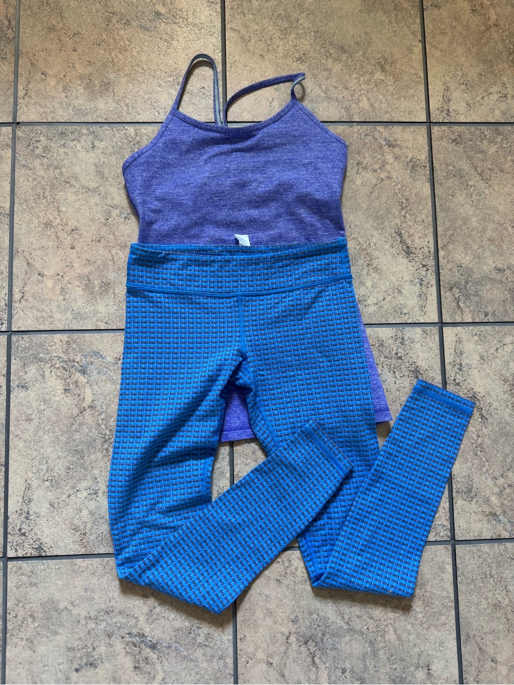 Lululemon Ivivva Girls Blue Textured Leggings - Bright Blue Active Bottoms